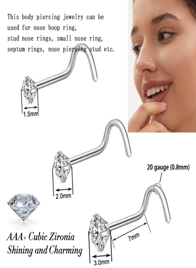 مجموعة دافكا من 9 قطع من حلقات الأنف للرجال والنساء - مصنوعة من الفضة المضادة للحساسية، فولاذ مقاوم للصدأ 316L، حلقات أنف مفصلية عيار 18، أقراط أنف عيار 20، حلقات أنف حلزونية على شكل حرف L لثقب الأنف المتعدد والأذنين الحساسة - Image 4